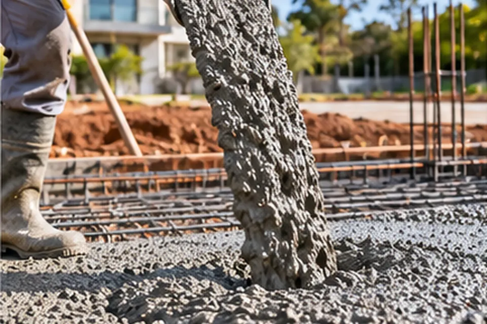 Lançamento de concreto em obra